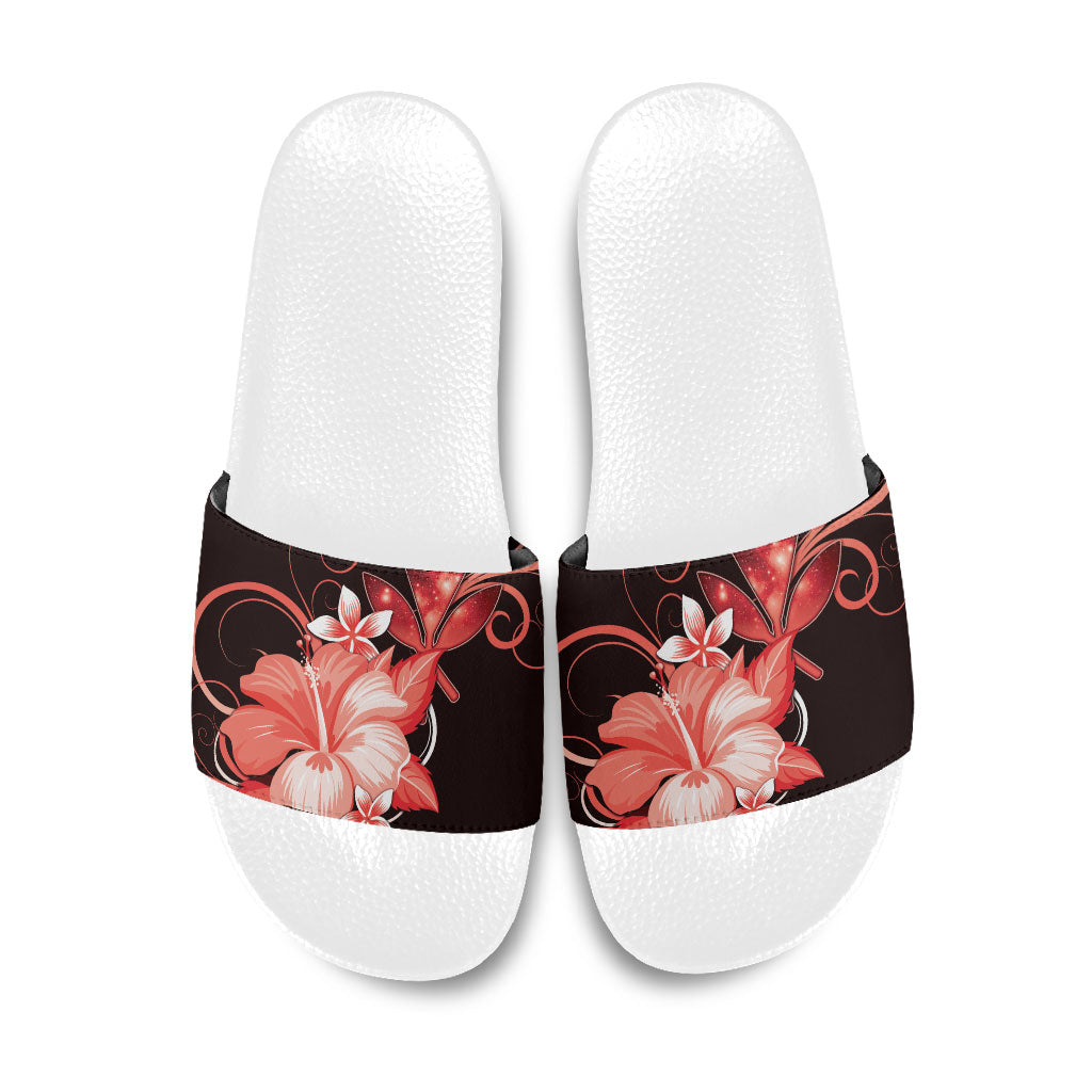 Hawaii Makahiki Kanaka Maoli Slide Sandals Red Hibiscus Floral Vibes LT05 Red - Polynesian Pride