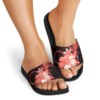 Hawaii Makahiki Kanaka Maoli Slide Sandals Red Hibiscus Floral Vibes LT05 - Polynesian Pride