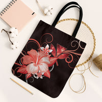 Hawaii Makahiki Kanaka Maoli Tote Bag Red Hibiscus Floral Vibes LT05 Black Strap One Size Red - Polynesian Pride