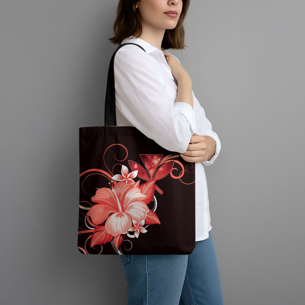 Hawaii Makahiki Kanaka Maoli Tote Bag Red Hibiscus Floral Vibes LT05 - Polynesian Pride