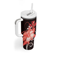 Hawaii Makahiki Kanaka Maoli Tumbler With Handle Red Hibiscus Floral Vibes LT05 - Polynesian Pride