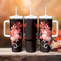 Hawaii Makahiki Kanaka Maoli Tumbler With Handle Red Hibiscus Floral Vibes LT05 - Polynesian Pride