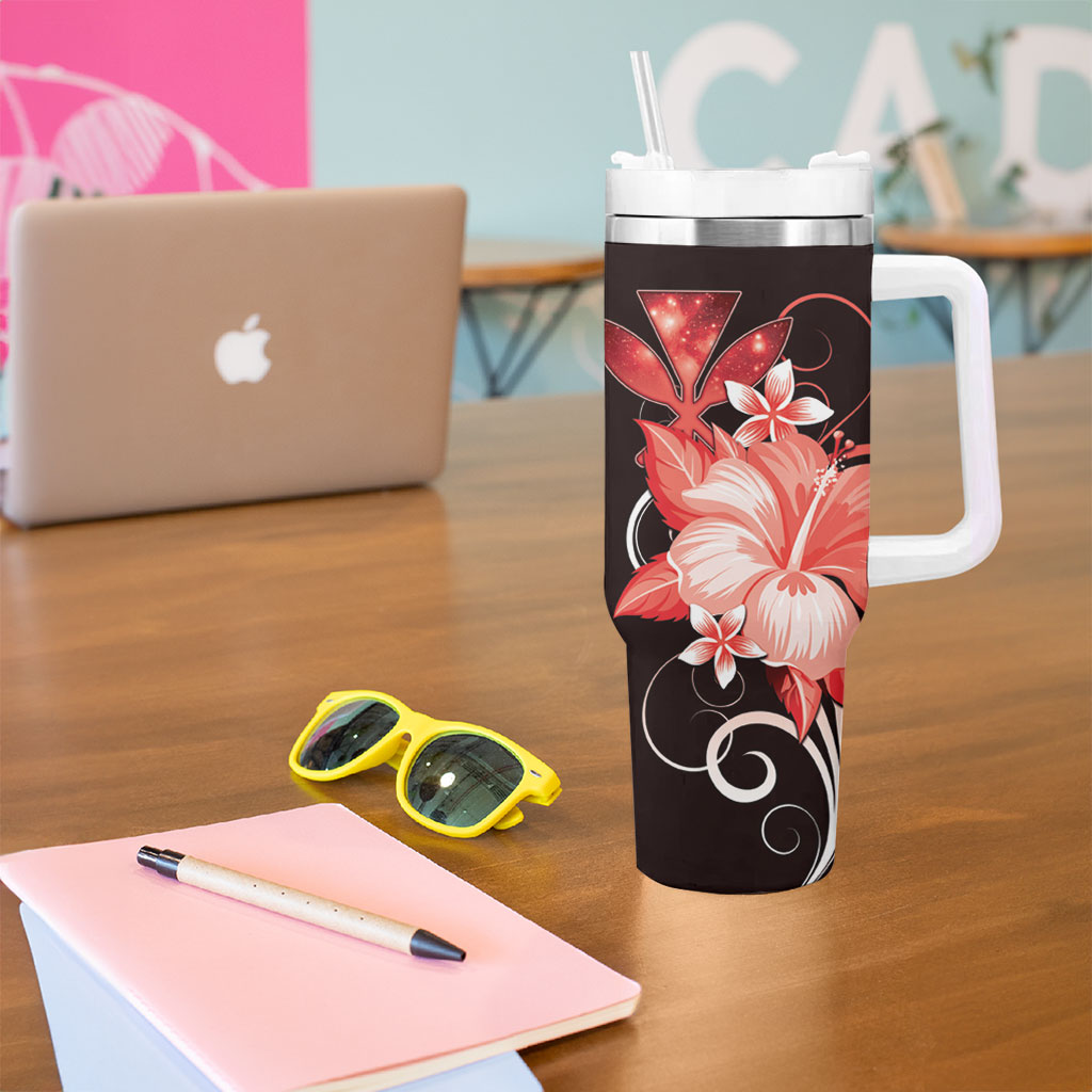 Hawaii Makahiki Kanaka Maoli Tumbler With Handle Red Hibiscus Floral Vibes LT05 - Polynesian Pride