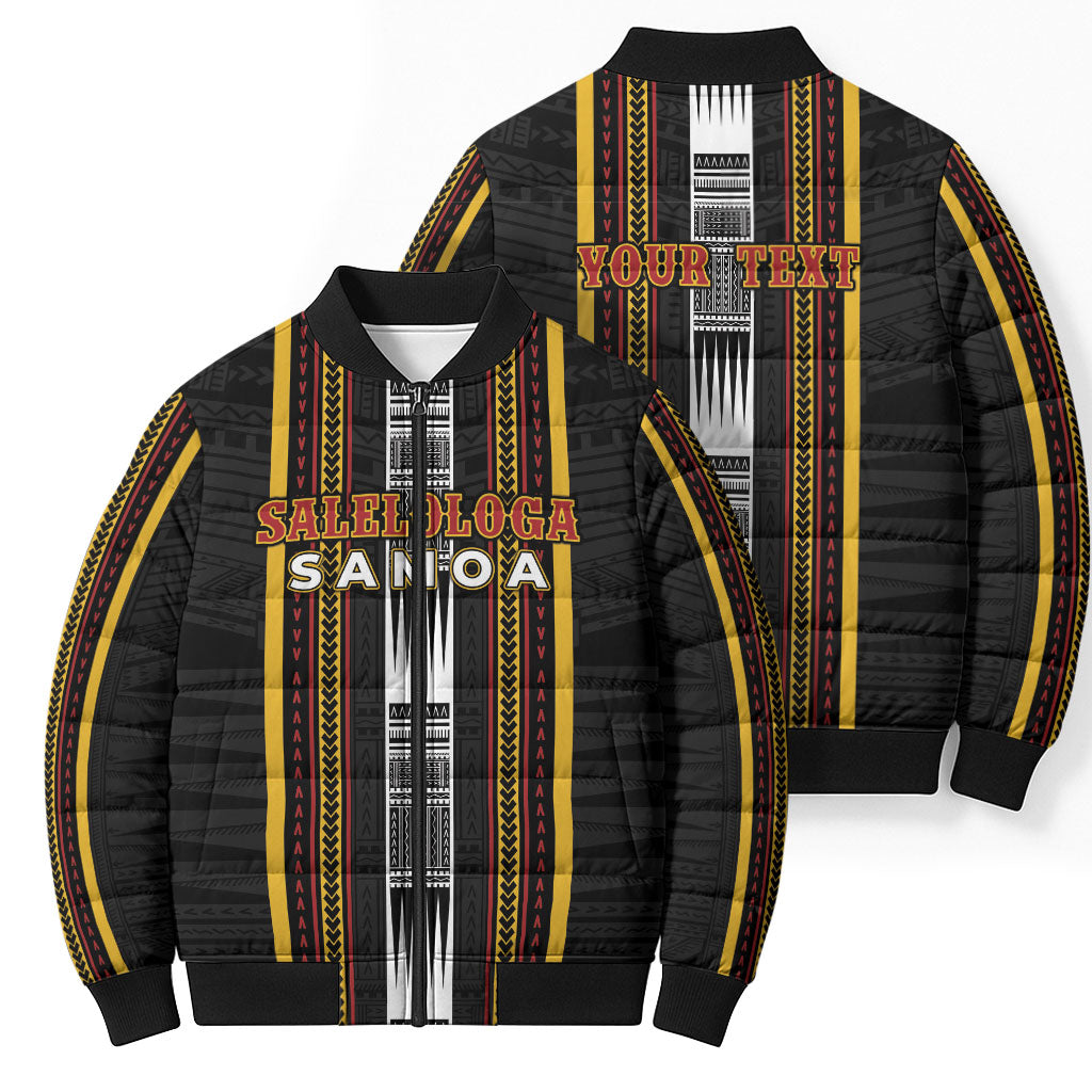 Personalised Salelologa Samoa Bomber Puffer Jacket Samoan Tribal Pattern