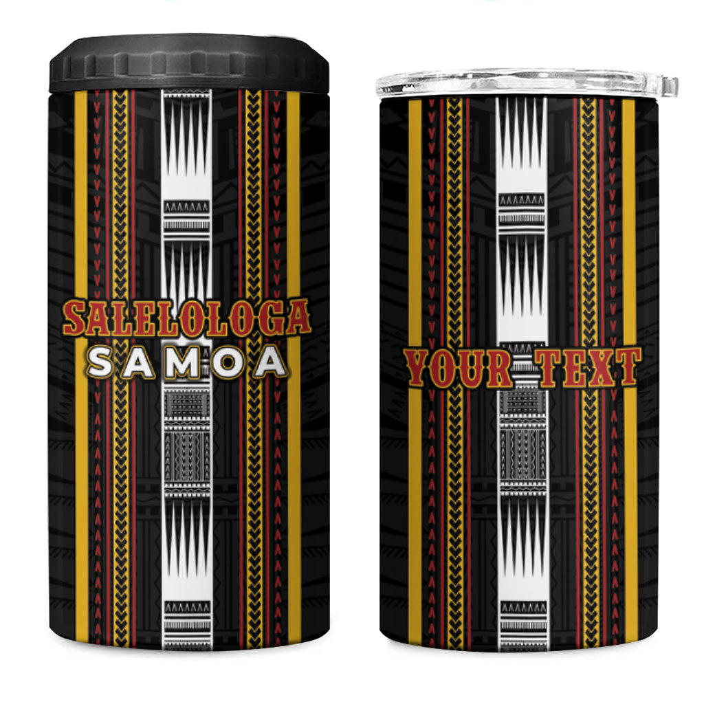 Personalised Salelologa Samoa 4 in 1 Can Cooler Tumbler Samoan Tribal Pattern LT05 One Size: 16 oz Black - Polynesian Pride