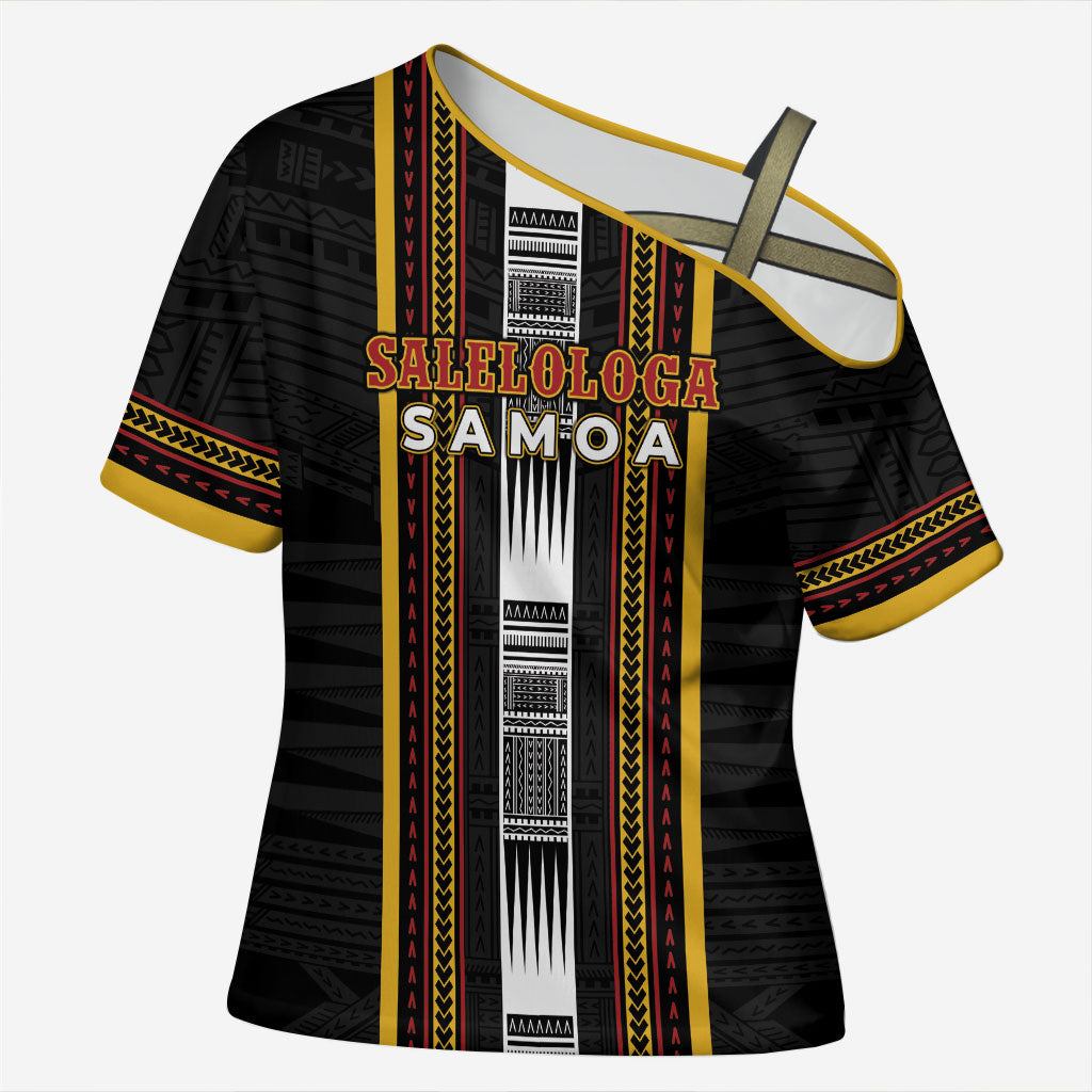 Personalised Salelologa Samoa Cross Shoulder Shirt Samoan Tribal Pattern