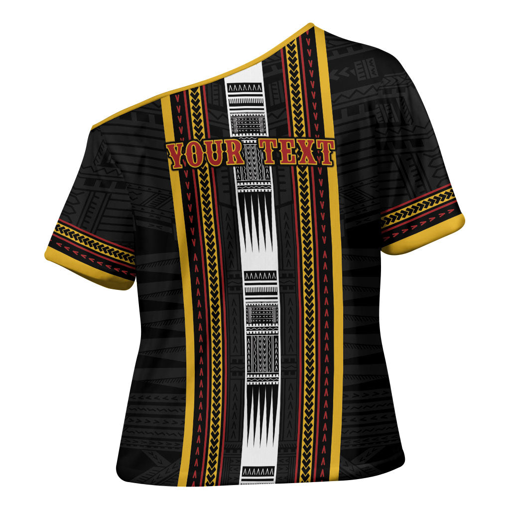 Personalised Salelologa Samoa Cross Shoulder Shirt Samoan Tribal Pattern