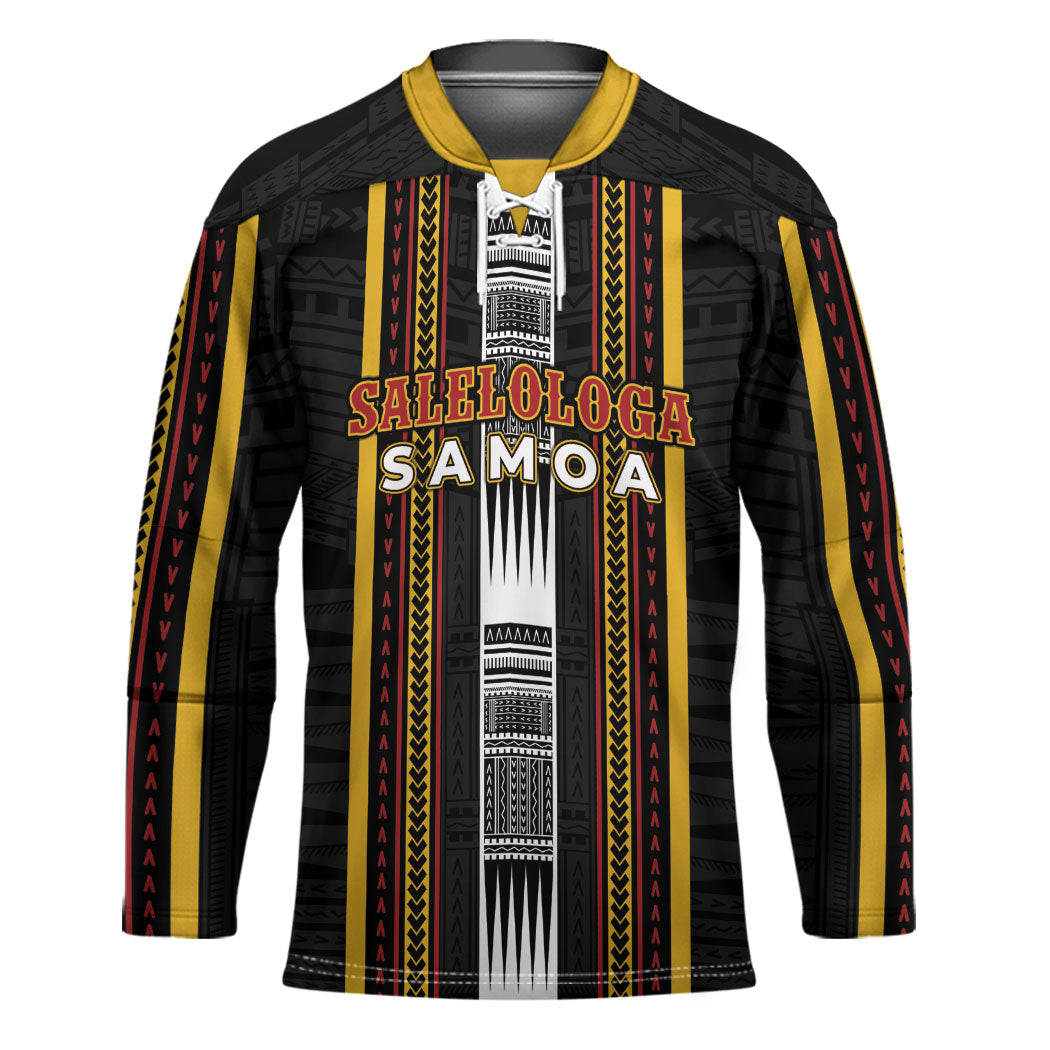 Personalised Salelologa Samoa Hockey Jersey Samoan Tribal Pattern LT05 Unisex Black - Polynesian Pride