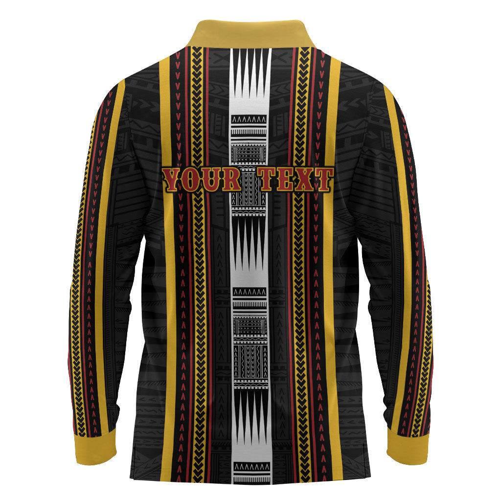 Personalised Salelologa Samoa Long Sleeve Polo Shirt Samoan Tribal Pattern