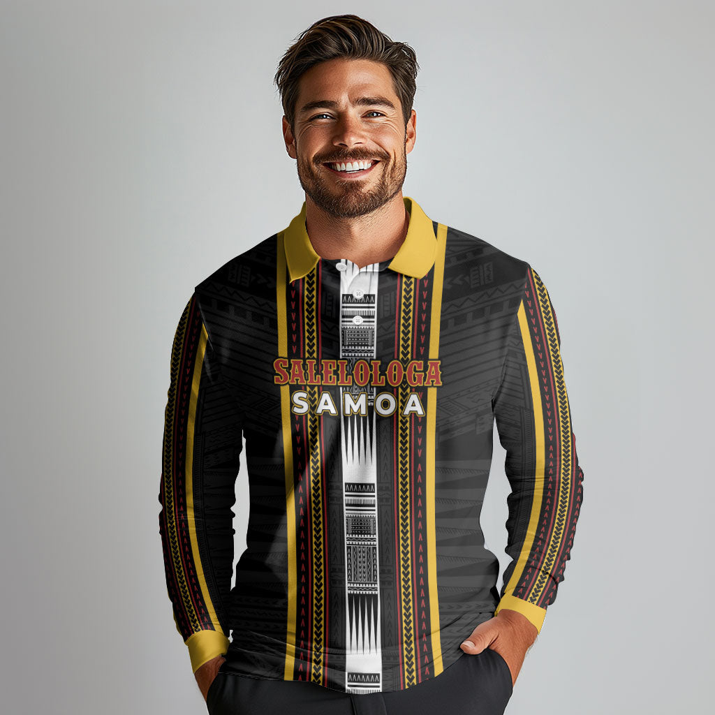 Personalised Salelologa Samoa Long Sleeve Polo Shirt Samoan Tribal Pattern