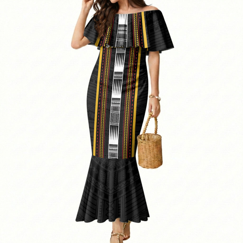 Personalised Salelologa Samoa Mermaid Dress Samoan Tribal Pattern