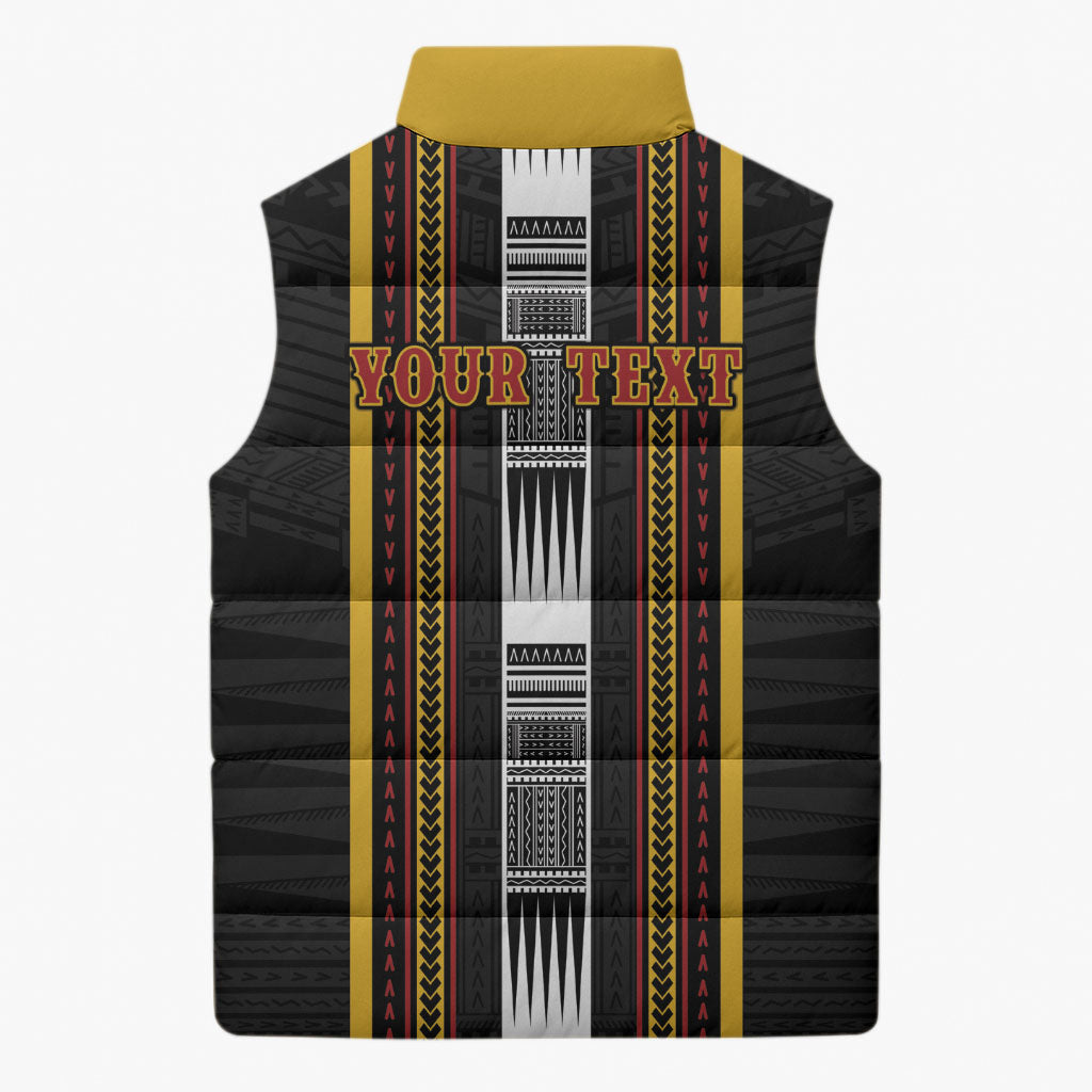 Personalised Salelologa Samoa Sleeveless Puffer Jacket Samoan Tribal Pattern