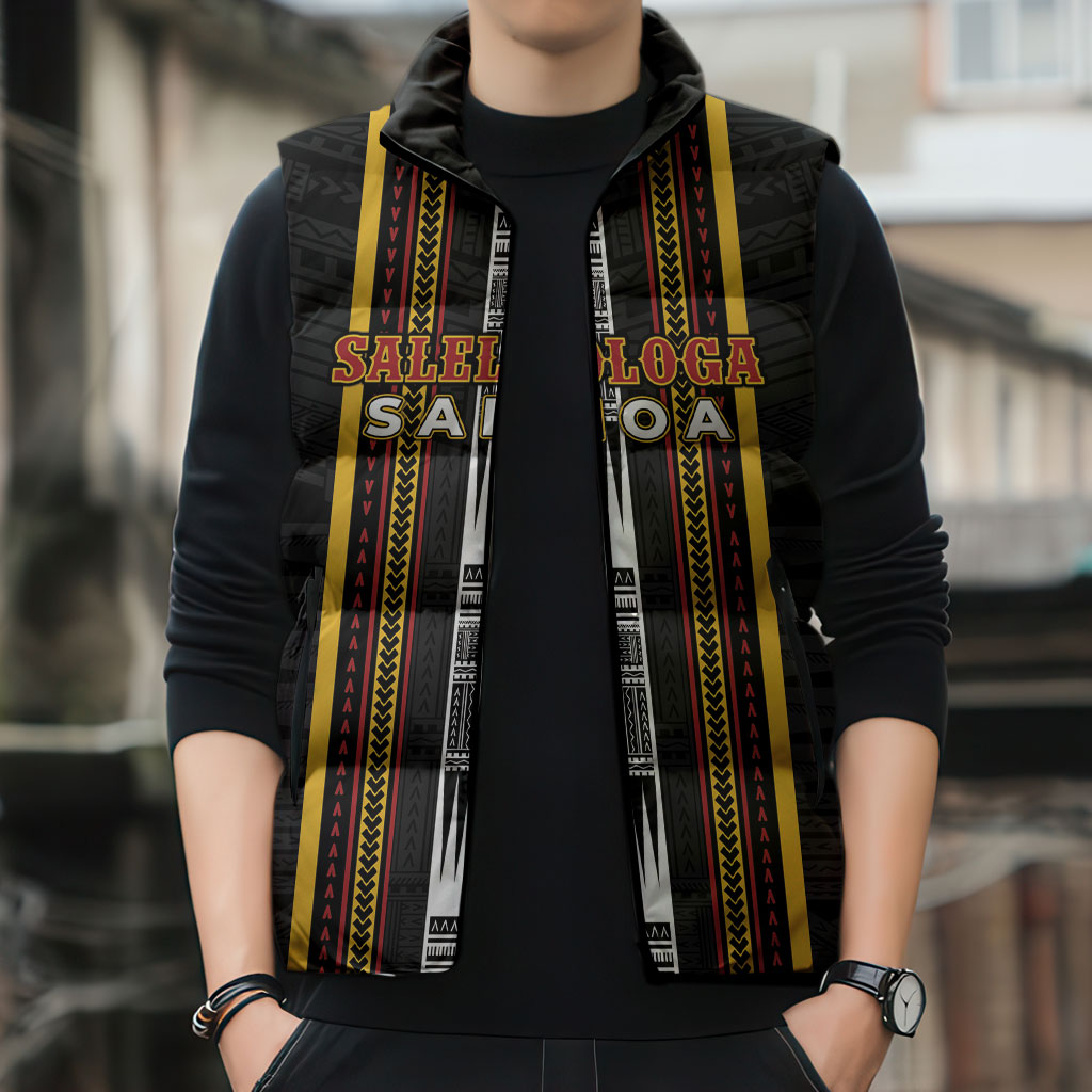 Personalised Salelologa Samoa Sleeveless Puffer Jacket Samoan Tribal Pattern