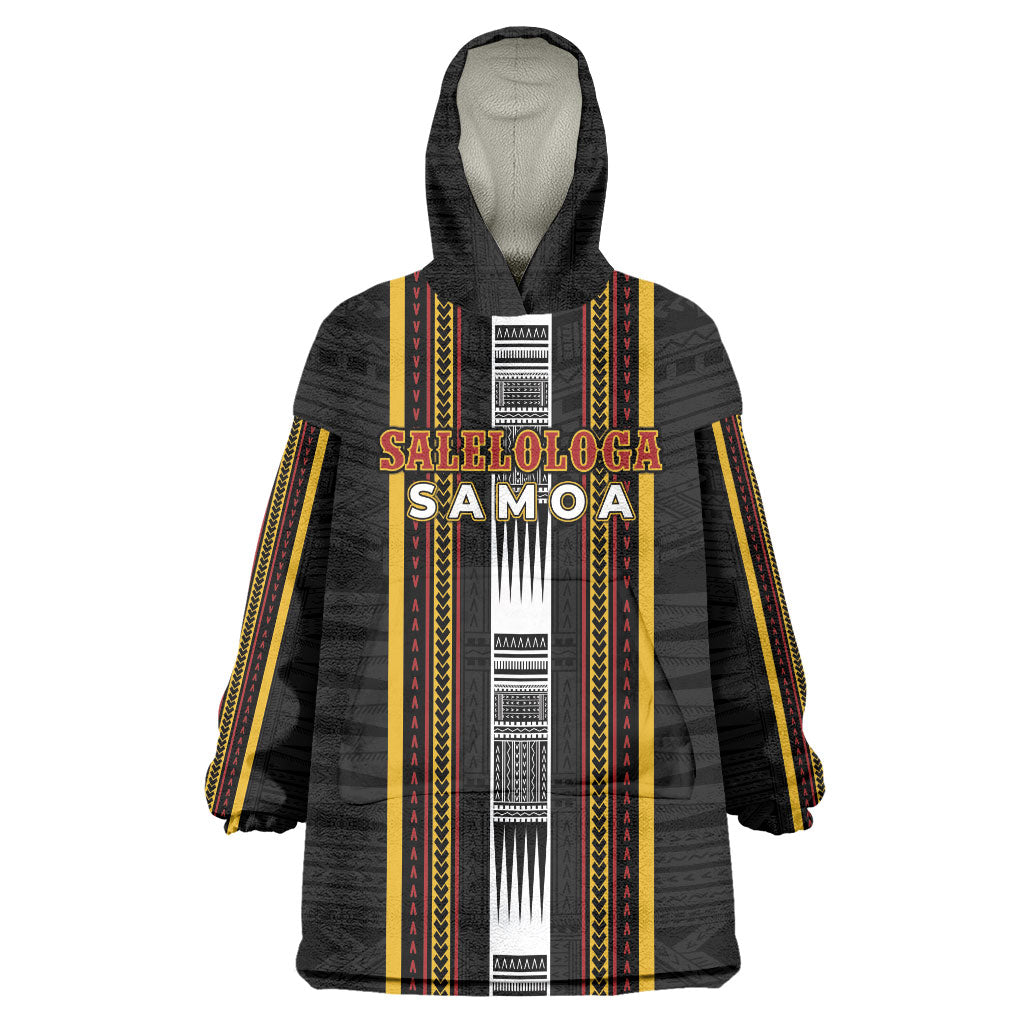Personalised Salelologa Samoa Wearable Blanket Hoodie Samoan Tribal Pattern LT05 One Size Black - Polynesian Pride