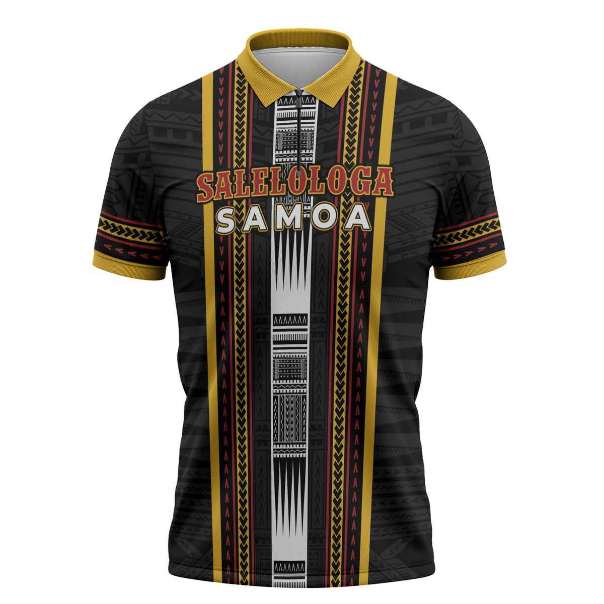 Personalised Salelologa Samoa Zipper Polo Shirt Samoan Tribal Pattern