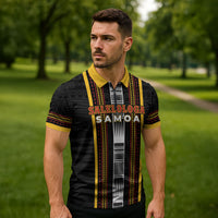 Personalised Salelologa Samoa Zipper Polo Shirt Samoan Tribal Pattern