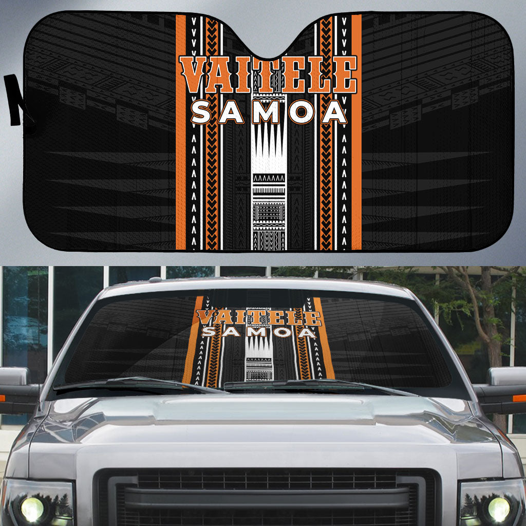 Vaitele Samoa Auto Sun Shade Samoan Tribal Pattern LT05 Orange - Polynesian Pride