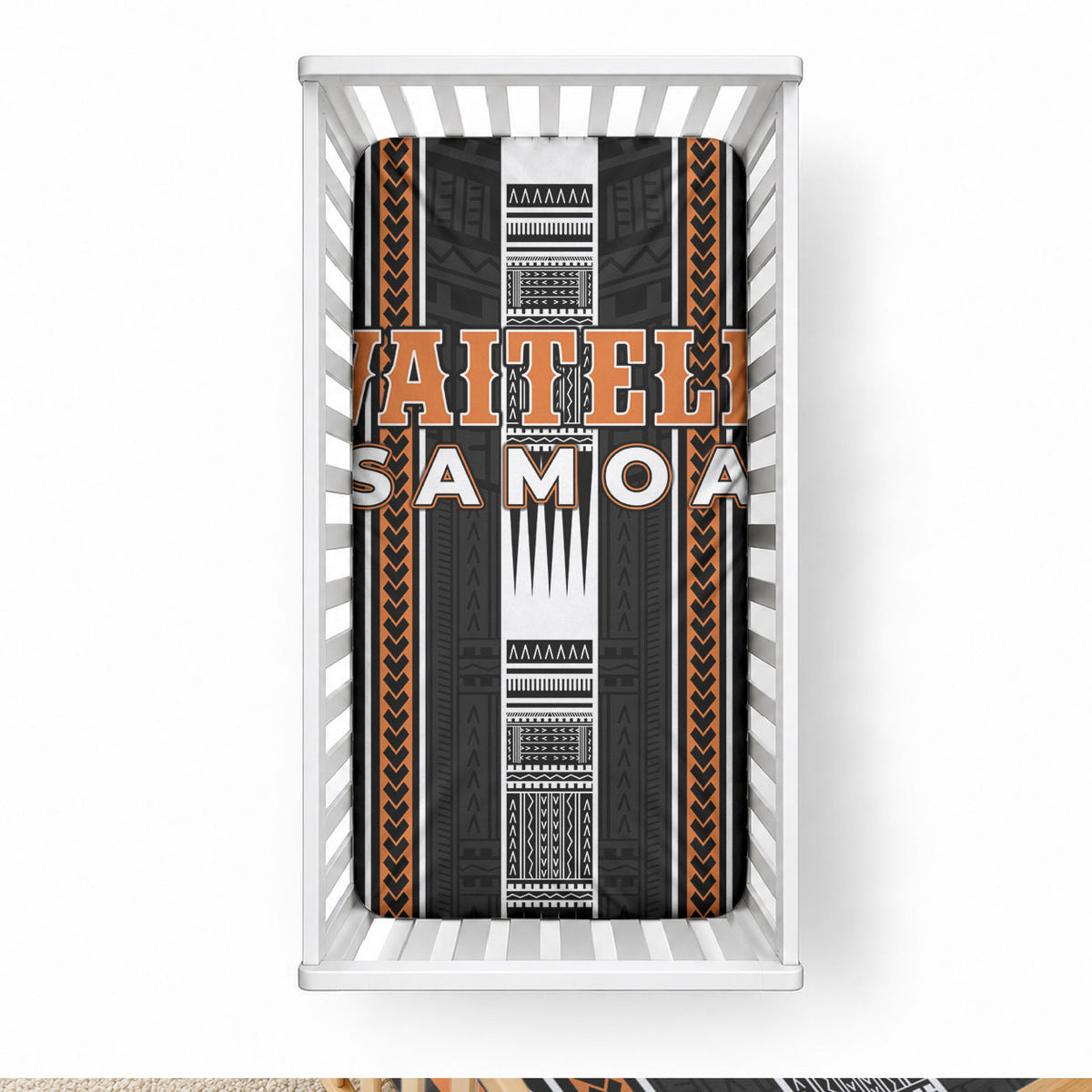 Vaitele Samoa Baby Bed Cover Samoan Tribal Pattern LT05 28 × 52 in Orange - Polynesian Pride