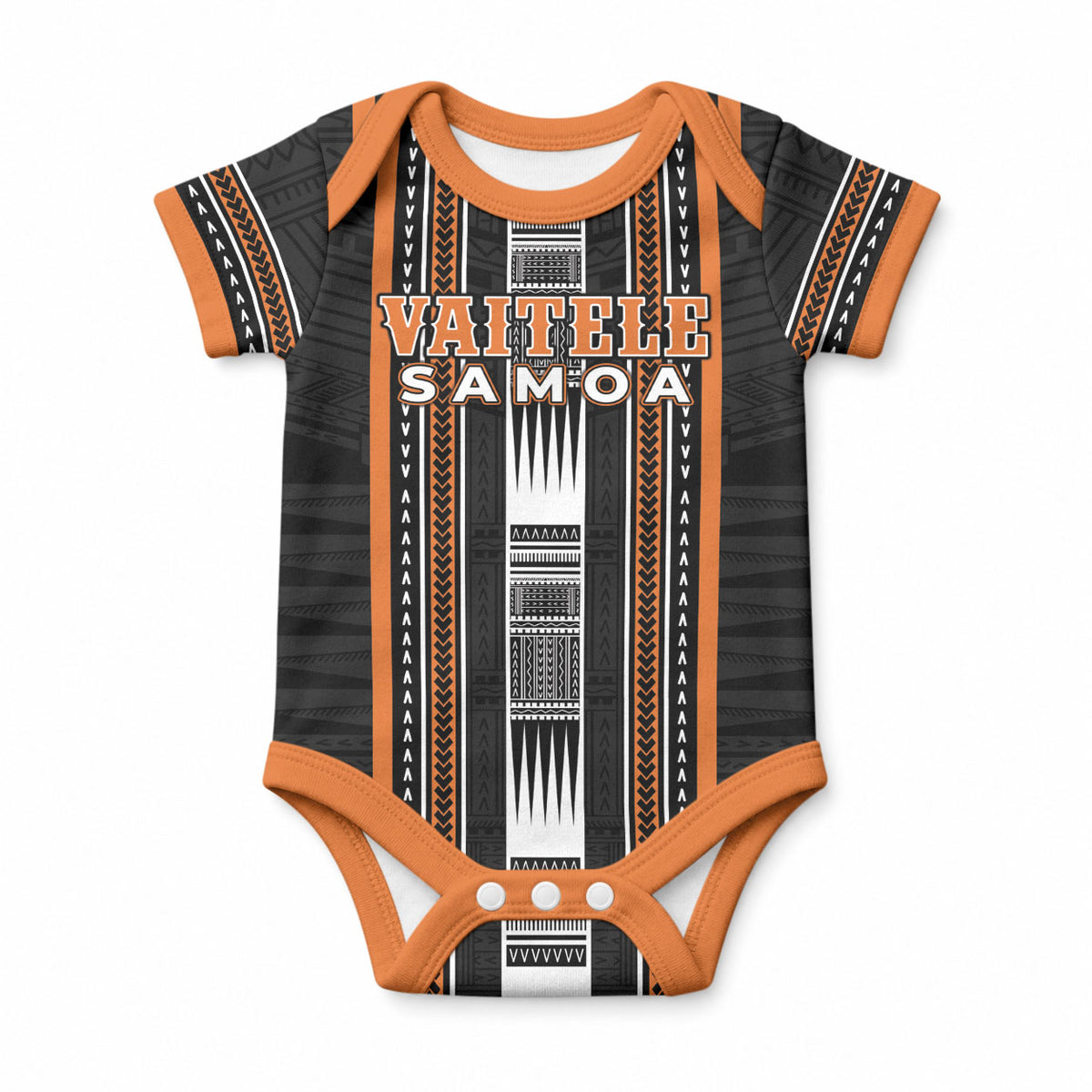 Personalised Vaitele Samoa Baby Onesie Samoan Tribal Pattern LT05 Orange - Polynesian Pride