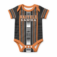 Personalised Vaitele Samoa Baby Onesie Samoan Tribal Pattern LT05 Orange - Polynesian Pride