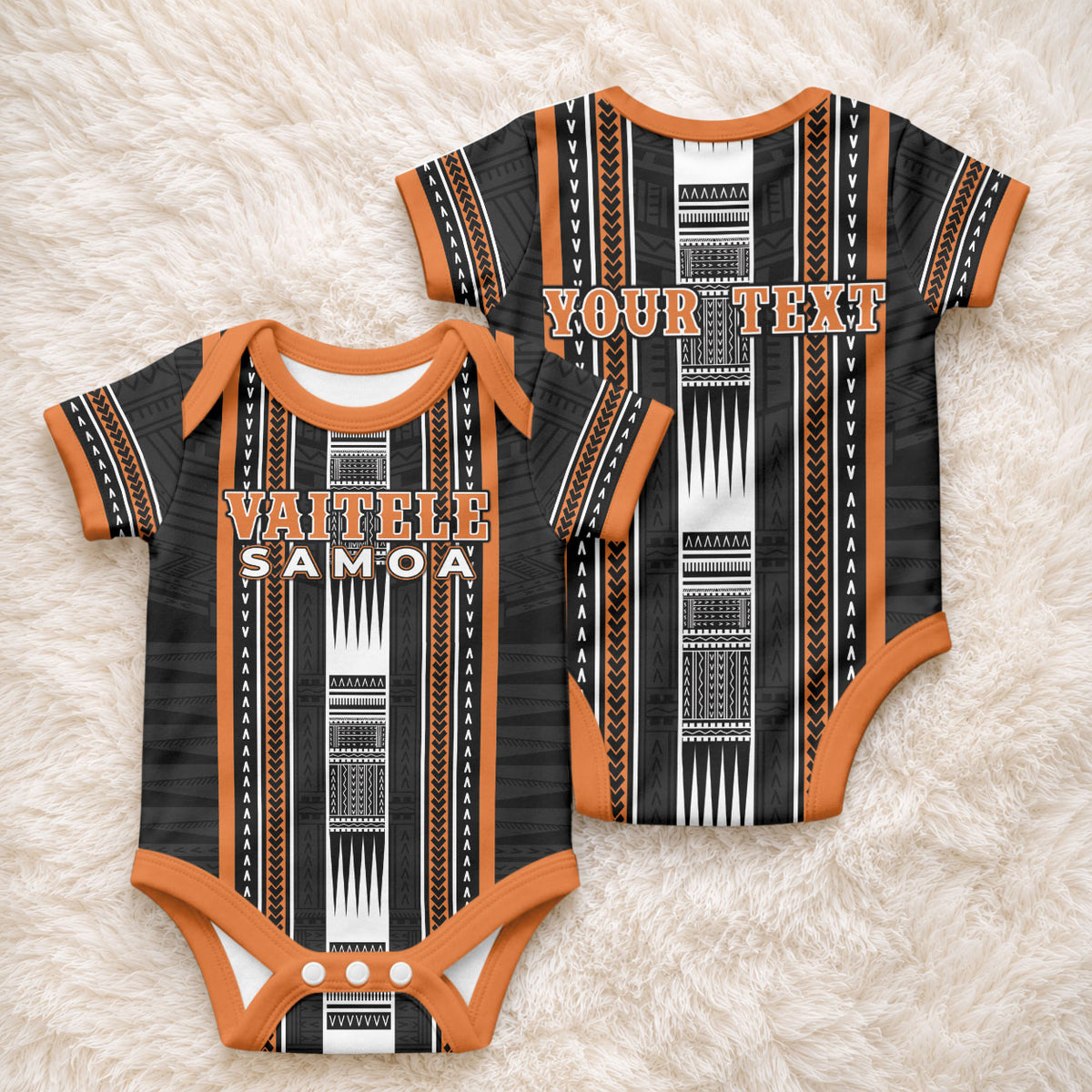 Personalised Vaitele Samoa Baby Onesie Samoan Tribal Pattern LT05 - Polynesian Pride
