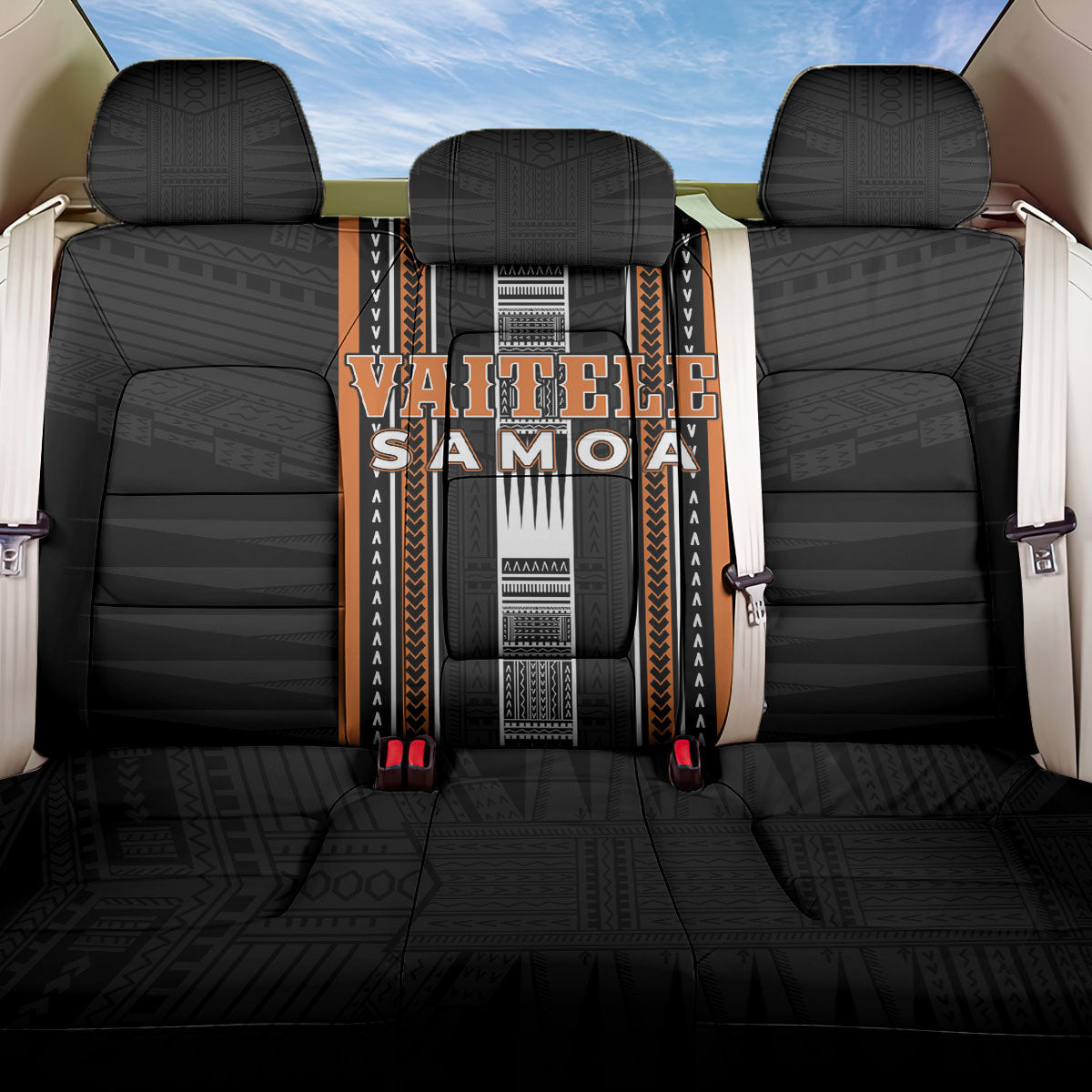Vaitele Samoa Back Car Seat Cover Samoan Tribal Pattern LT05 One Size Orange - Polynesian Pride