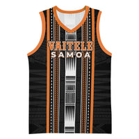 Personalised Vaitele Samoa Basketball Jersey Samoan Tribal Pattern LT05 Unisex Orange - Polynesian Pride