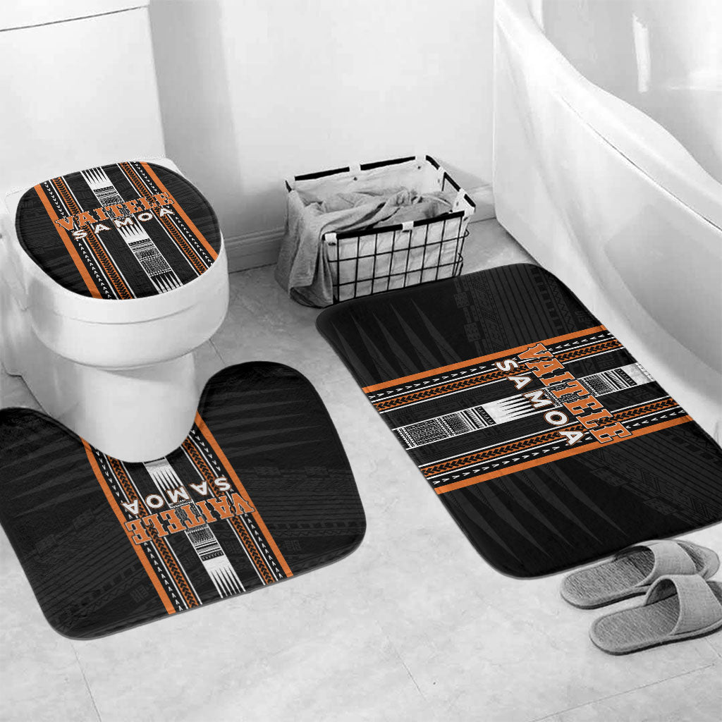 Vaitele Samoa Bathroom Set Samoan Tribal Pattern LT05 Mat Set Only (3 pcs) One Size Orange - Polynesian Pride