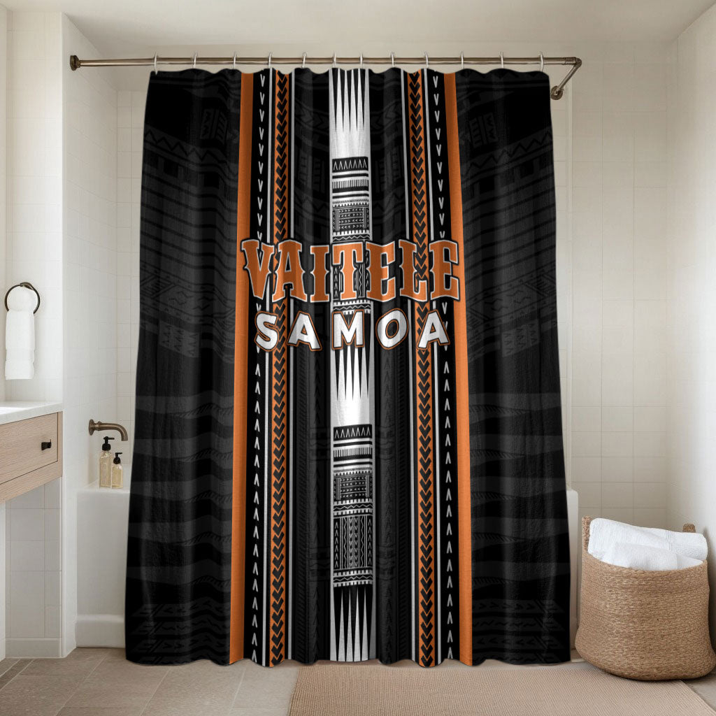 Vaitele Samoa Bathroom Set Samoan Tribal Pattern LT05 Shower Curtain Only Orange - Polynesian Pride