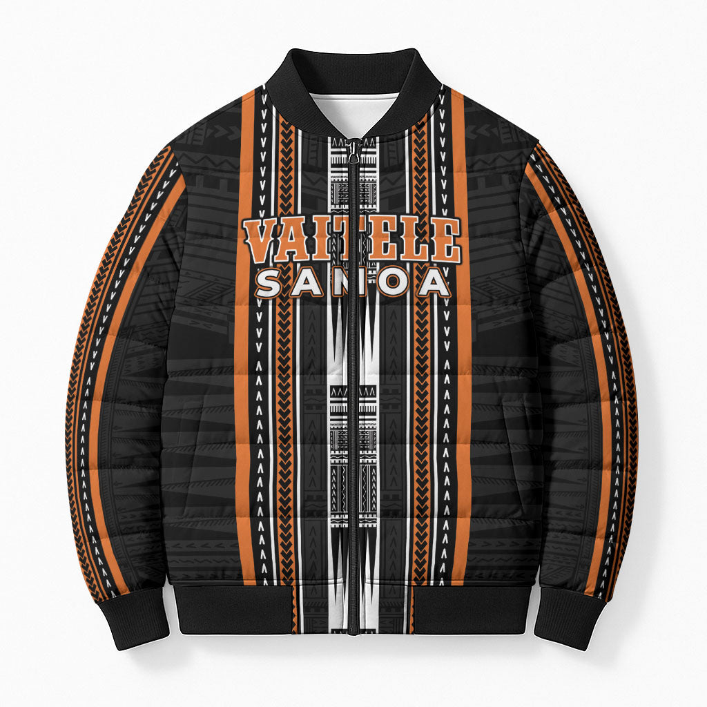 Personalised Vaitele Samoa Bomber Puffer Jacket Samoan Tribal Pattern LT05 Unisex Orange - Polynesian Pride