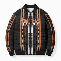 Personalised Vaitele Samoa Bomber Puffer Jacket Samoan Tribal Pattern LT05 Unisex Orange - Polynesian Pride