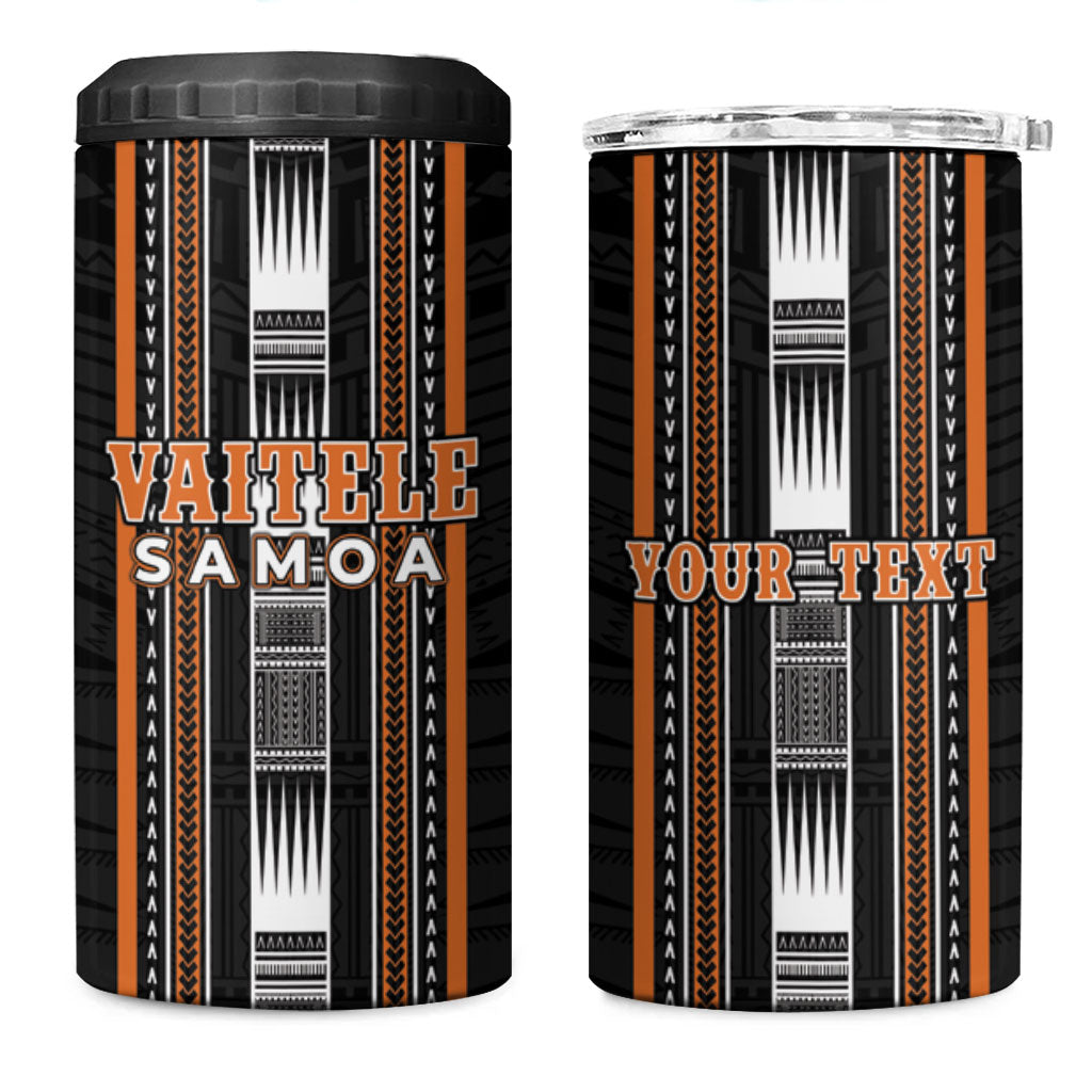 Personalised Vaitele Samoa 4 in 1 Can Cooler Tumbler Samoan Tribal Pattern