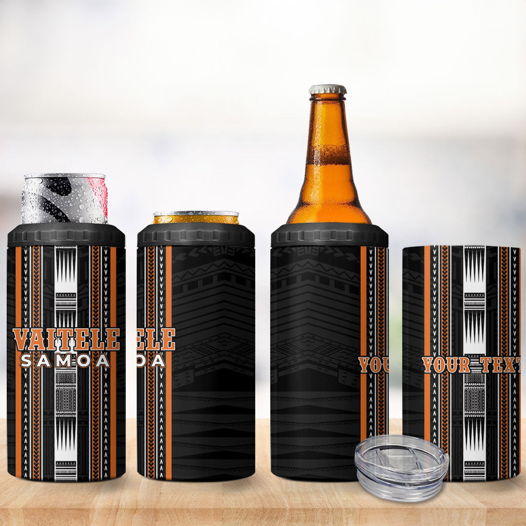 Personalised Vaitele Samoa 4 in 1 Can Cooler Tumbler Samoan Tribal Pattern