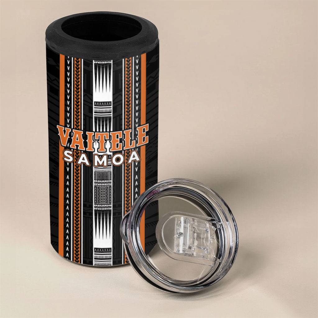 Personalised Vaitele Samoa 4 in 1 Can Cooler Tumbler Samoan Tribal Pattern