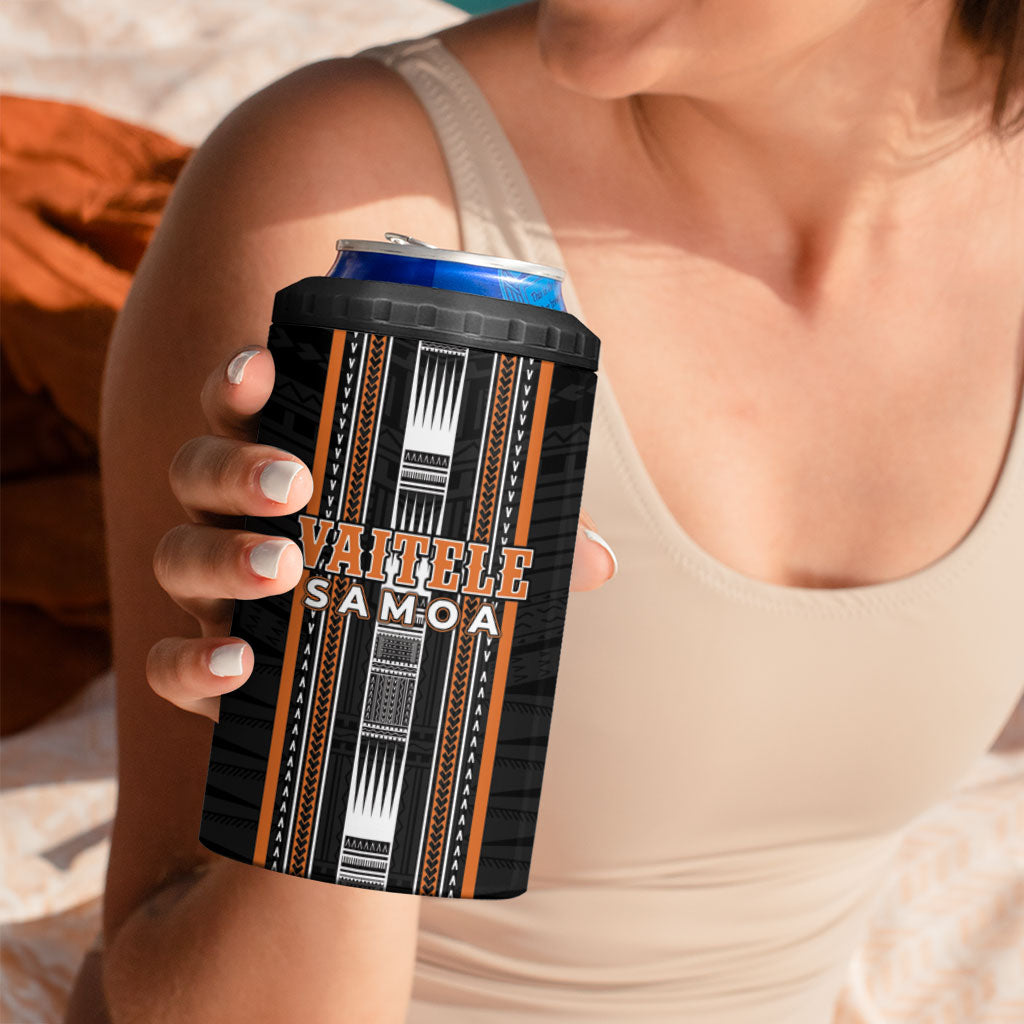 Personalised Vaitele Samoa 4 in 1 Can Cooler Tumbler Samoan Tribal Pattern