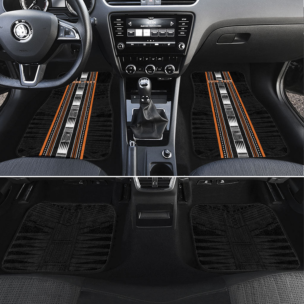 Personalised Vaitele Samoa Car Mats Samoan Tribal Pattern LT05 Set 4pcs Orange - Polynesian Pride