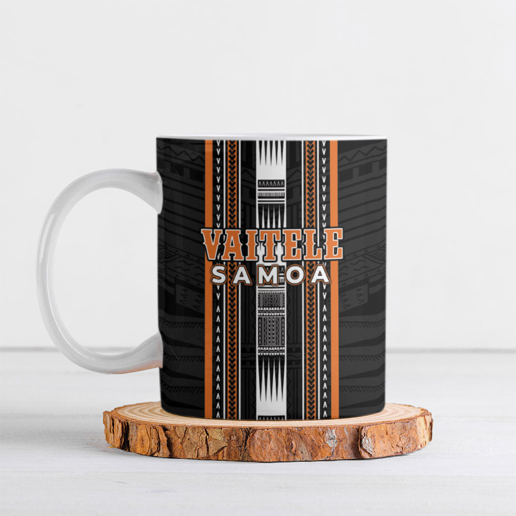 Personalised Vaitele Samoa Ceramic Mug Samoan Tribal Pattern LT05 Orange - Polynesian Pride