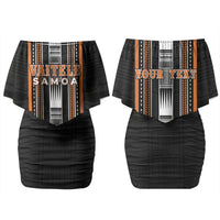 Personalised Vaitele Samoa Couples Matching Off Shoulder Short Dress and Long Sleeve Button Shirt Samoan Tribal Pattern LT05 - Polynesian Pride