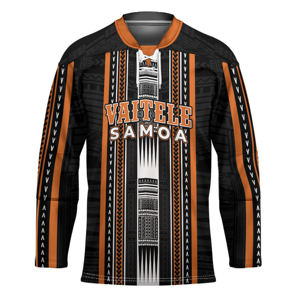 Personalised Vaitele Samoa Hockey Jersey Samoan Tribal Pattern LT05 Unisex Orange - Polynesian Pride