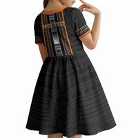 Personalised Vaitele Samoa Kid Short Sleeve Dress Samoan Tribal Pattern LT05 - Polynesian Pride