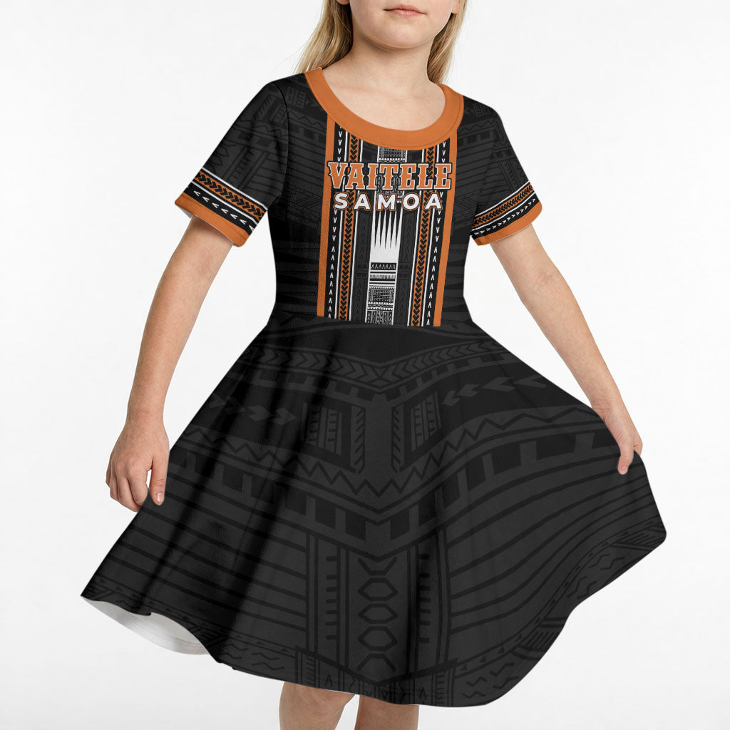 Personalised Vaitele Samoa Kid Short Sleeve Dress Samoan Tribal Pattern LT05 - Polynesian Pride