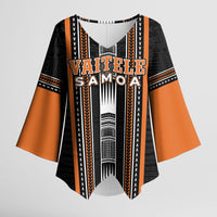 Personalised Vaitele Samoa Kimono Sleeve Blouse Samoan Tribal Pattern LT05 Female Orange - Polynesian Pride