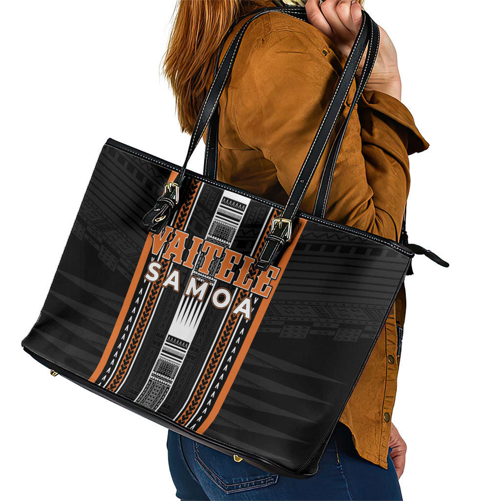 Vaitele Samoa Leather Tote Bag Samoan Tribal Pattern LT05 - Polynesian Pride
