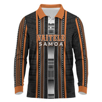 Personalised Vaitele Samoa Long Sleeve Polo Shirt Samoan Tribal Pattern LT05 Orange - Polynesian Pride