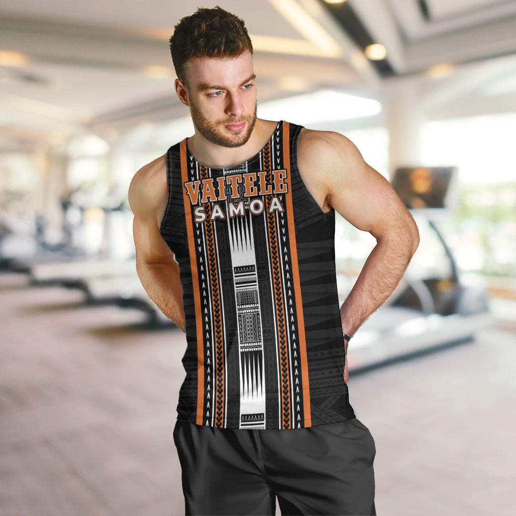 Personalised Vaitele Samoa Men Tank Top Samoan Tribal Pattern LT05 Orange - Polynesian Pride
