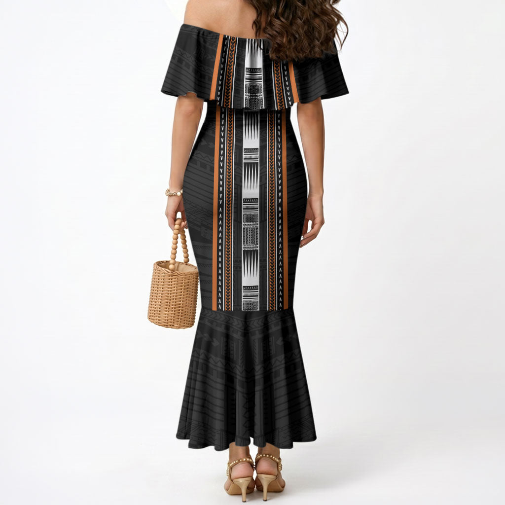 Personalised Vaitele Samoa Mermaid Dress Samoan Tribal Pattern
