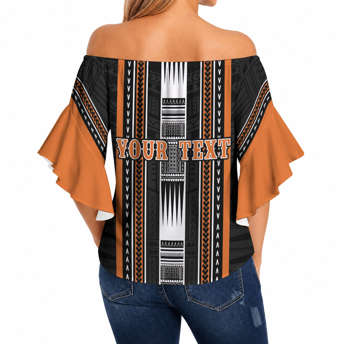 Personalised Vaitele Samoa Off Shoulder Wrap Waist Top Samoan Tribal Pattern LT05 - Polynesian Pride