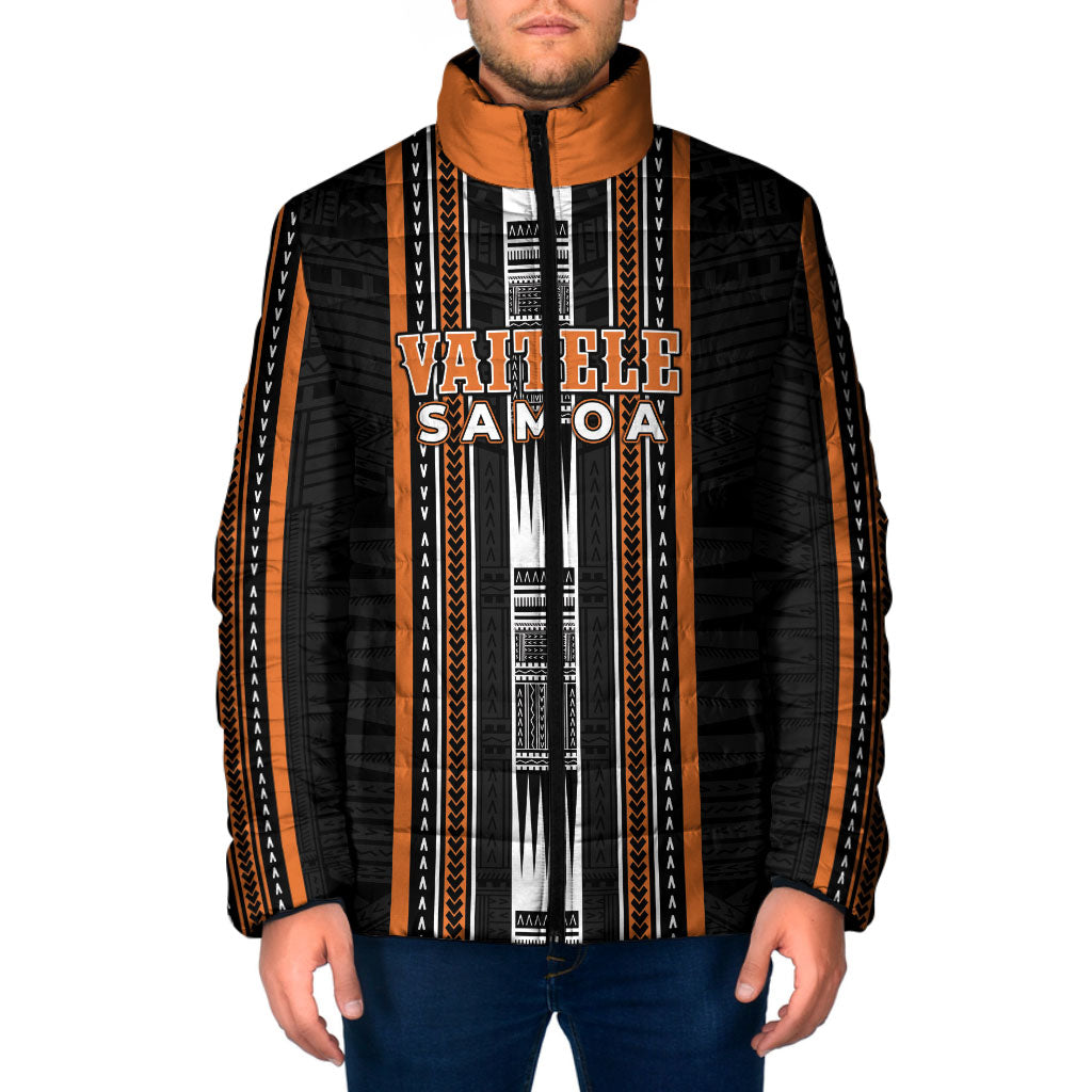 Personalised Vaitele Samoa Padded Jacket Samoan Tribal Pattern LT05 Men Orange - Polynesian Pride