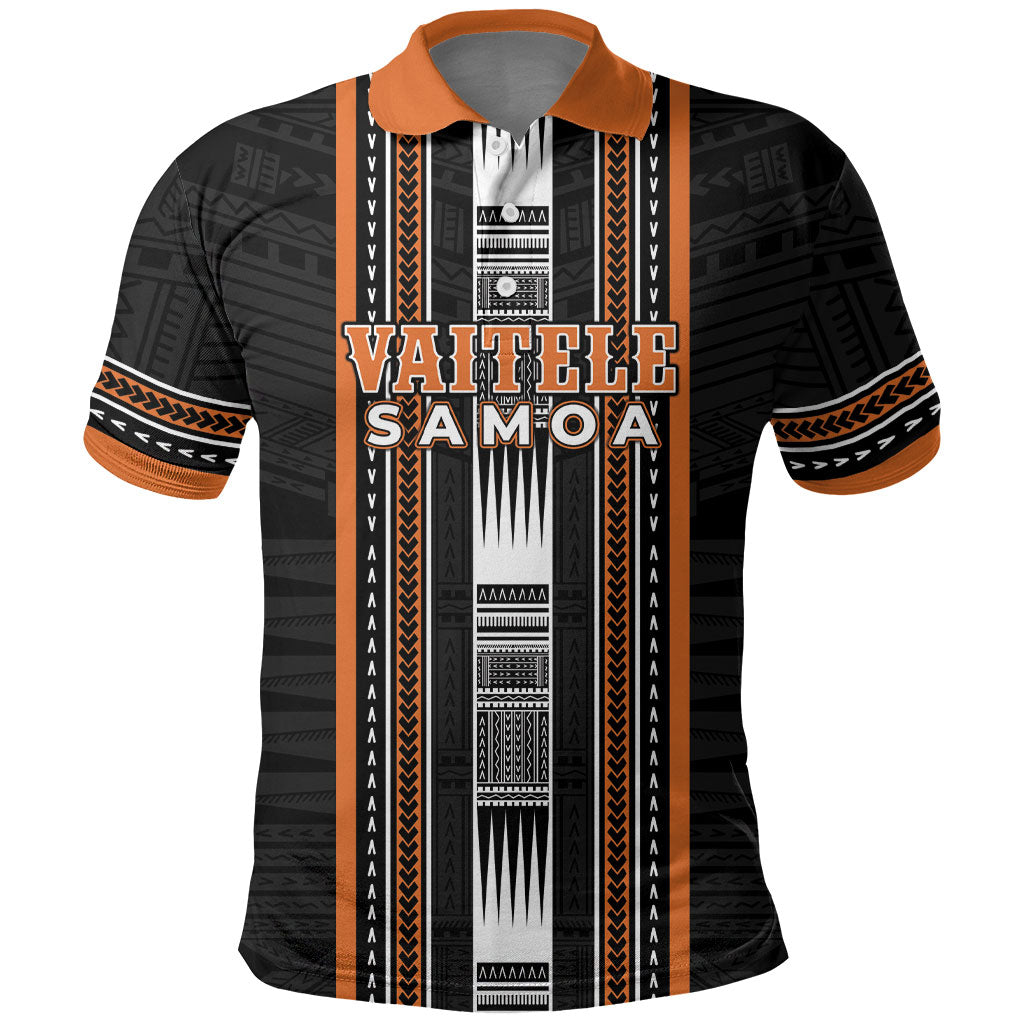 Personalised Vaitele Samoa Polo Shirt Samoan Tribal Pattern LT05 Orange - Polynesian Pride