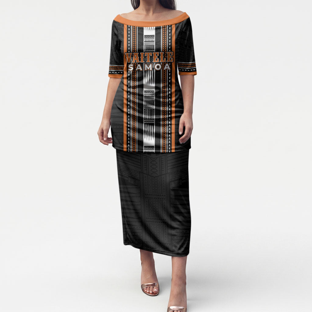 Personalised Vaitele Samoa Puletasi Samoan Tribal Pattern LT05 Long Dress Orange - Polynesian Pride